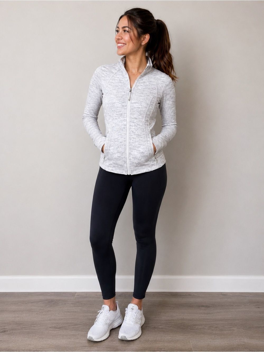 Lululemon Define Jacket Heathered Gray Space Dye Zip Up Thumbhole Size 4
